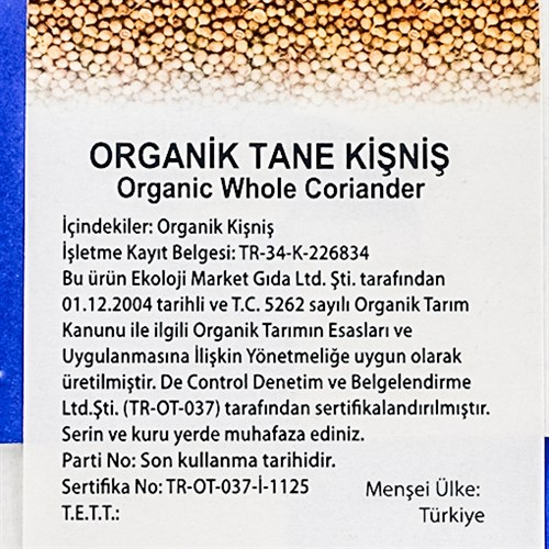 Organik Kişniş 30 gr Ekoloji Market