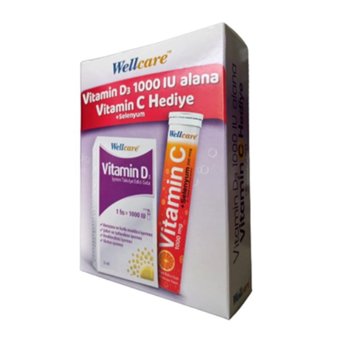 Wellcare Vitamin D3 1000 IU Vitamin C Selenyum 15 Efervesan Tablet