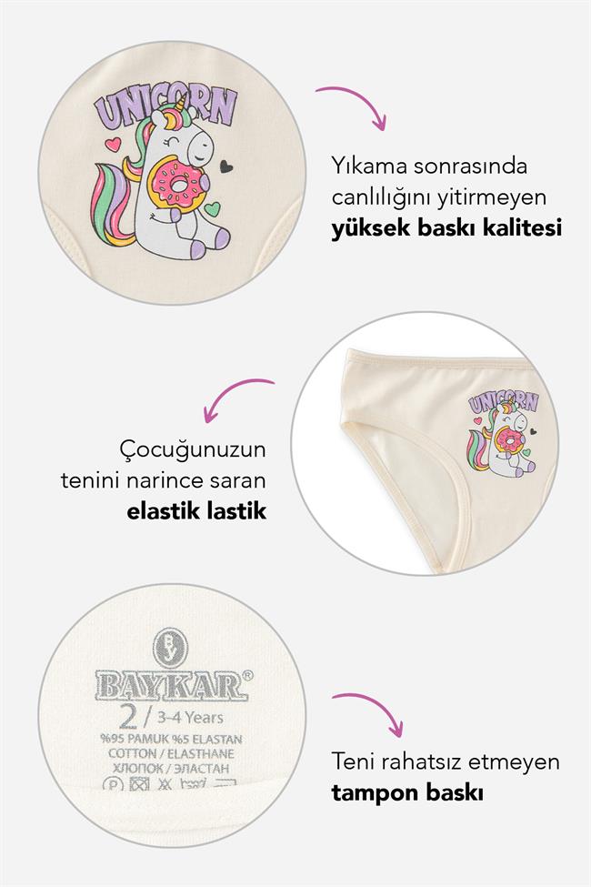 K Z Ocuk Pamuklu Renkli Bask L Bikini K Lot L Paket Renkli