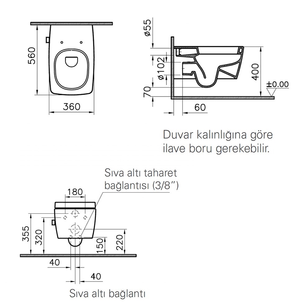 Vitra Metropole 56 cm Beyaz Asma Klozet Yapı Home