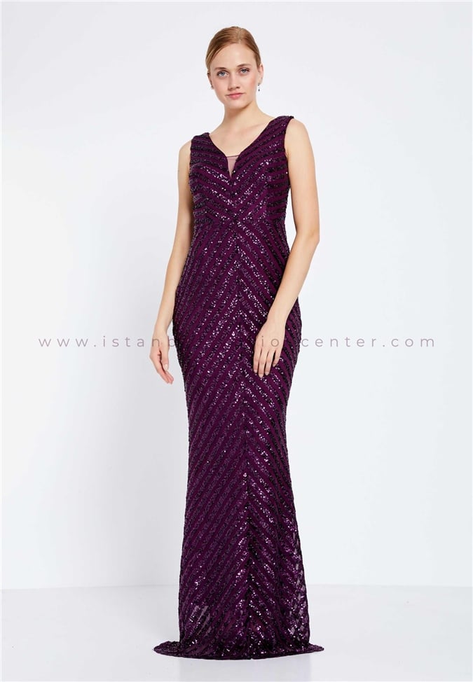 HALLMARK Sleeveless Maxi Sequin Mermaid Regular Purple Wedding Guest