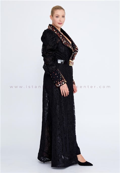 Caramel Long Sleeve Maxi Lace A Line Plus Size Black Prom Dress