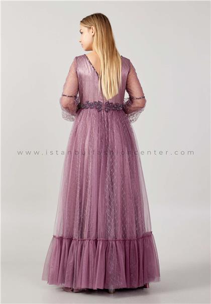 Hallmark Long Sleeve Maxi Tulle A Line Plus Size Lavender Prom Dress