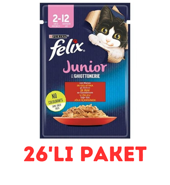 Felix Sığır Etli Yavru Kedi Yaş Maması Pounch 85 Gr 26 LI PAKET