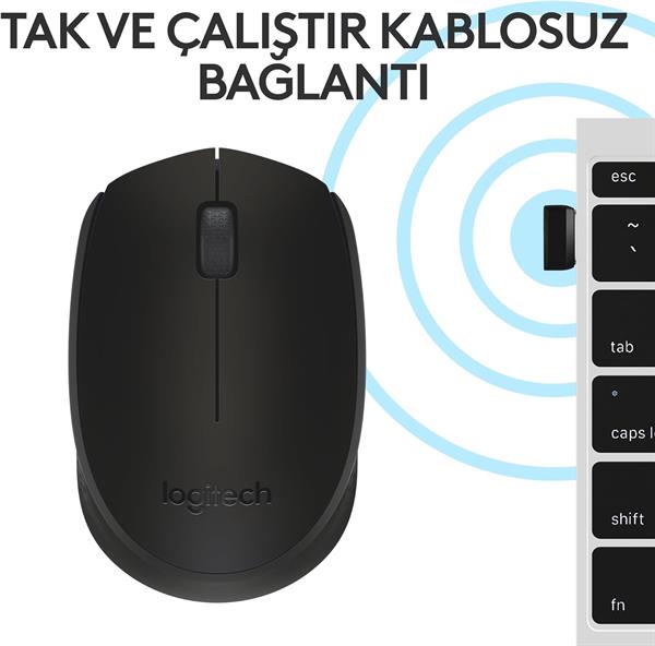 LOGITECH B170 NANO MOUSE KABLOSUZ SİYAH 910 004798 Weblegelsin