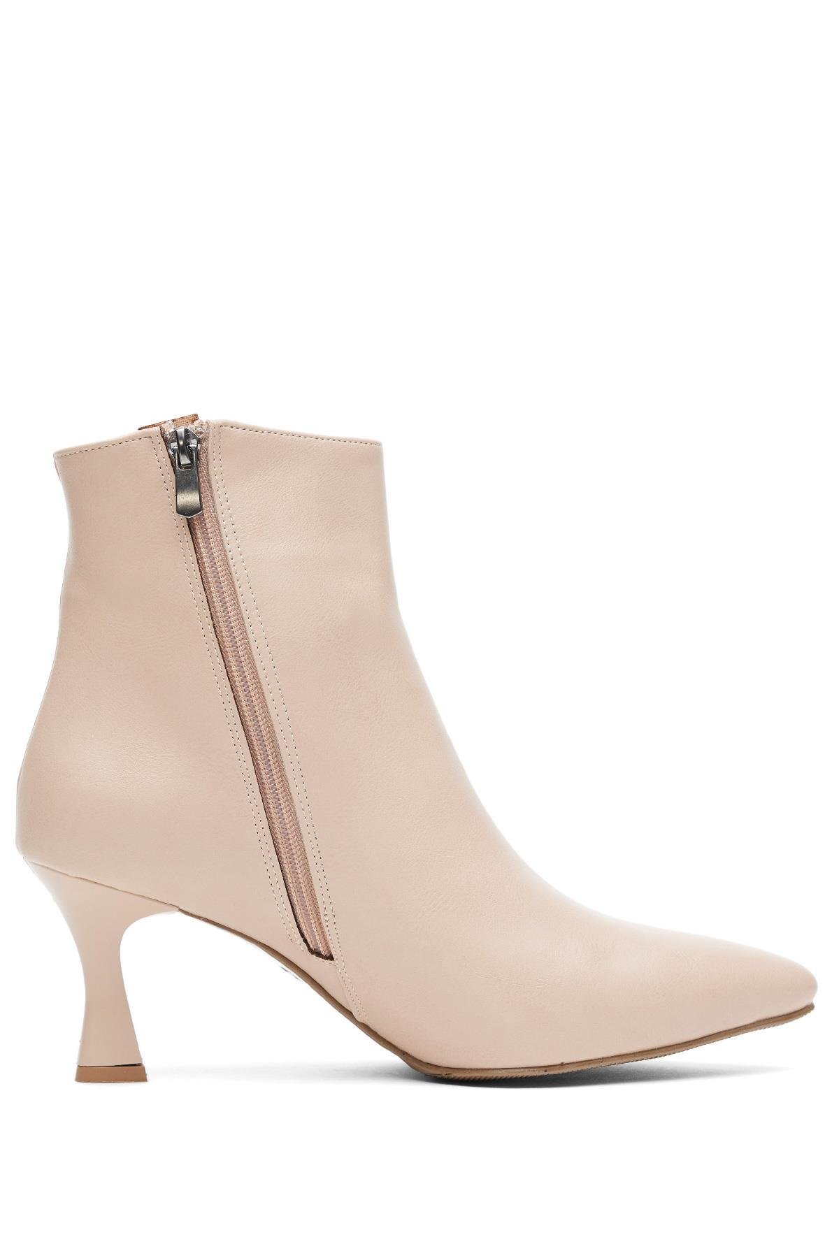 Rahat Kalıp Fermuarlı İnce Topuklu Kadın Nude Cilt TBALC Tonny Black