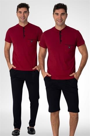MECİT PİJAMAMecit 2769 Bordo Büyük Beden Şortlu Erkek Pijama Takımı