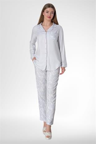 MECİT PİJAMAMecit 5143 Pembe Boydan Düğmeli Kadın Pijama Takımı