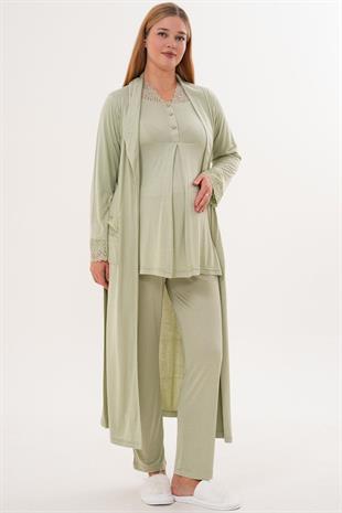 MECİT PİJAMAMecit 6330 Yeşil Sabahlıklı Lohusa Pijama Takımı