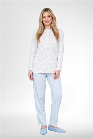 MECİT PİJAMAMecit 6361 Mavi %100 Pamuk Büyük Beden Kadın Pijama Takımı