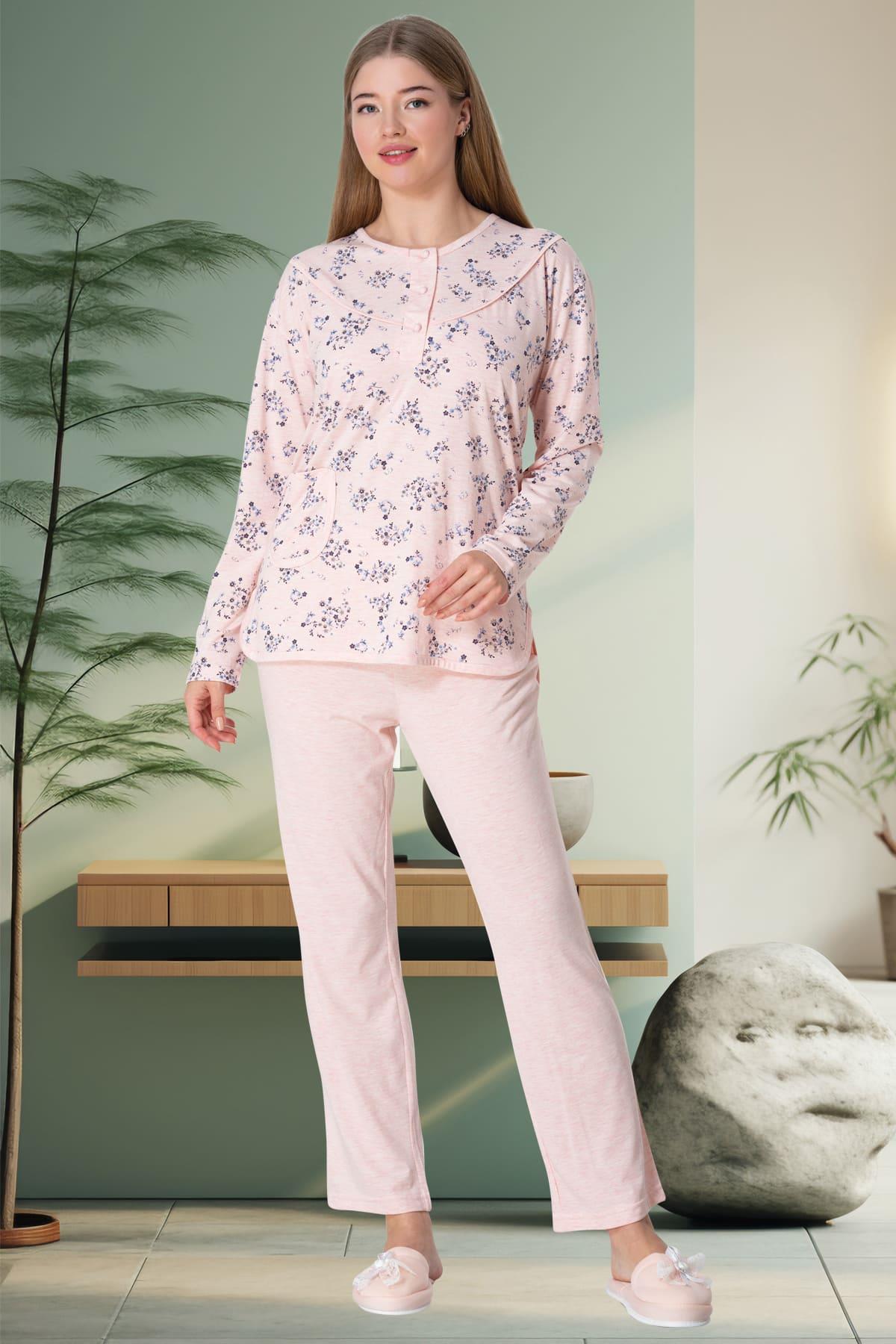 Mecit 5736 Pembe Kadın Büyük Beden Pijama Takımı | Mecit Pijama