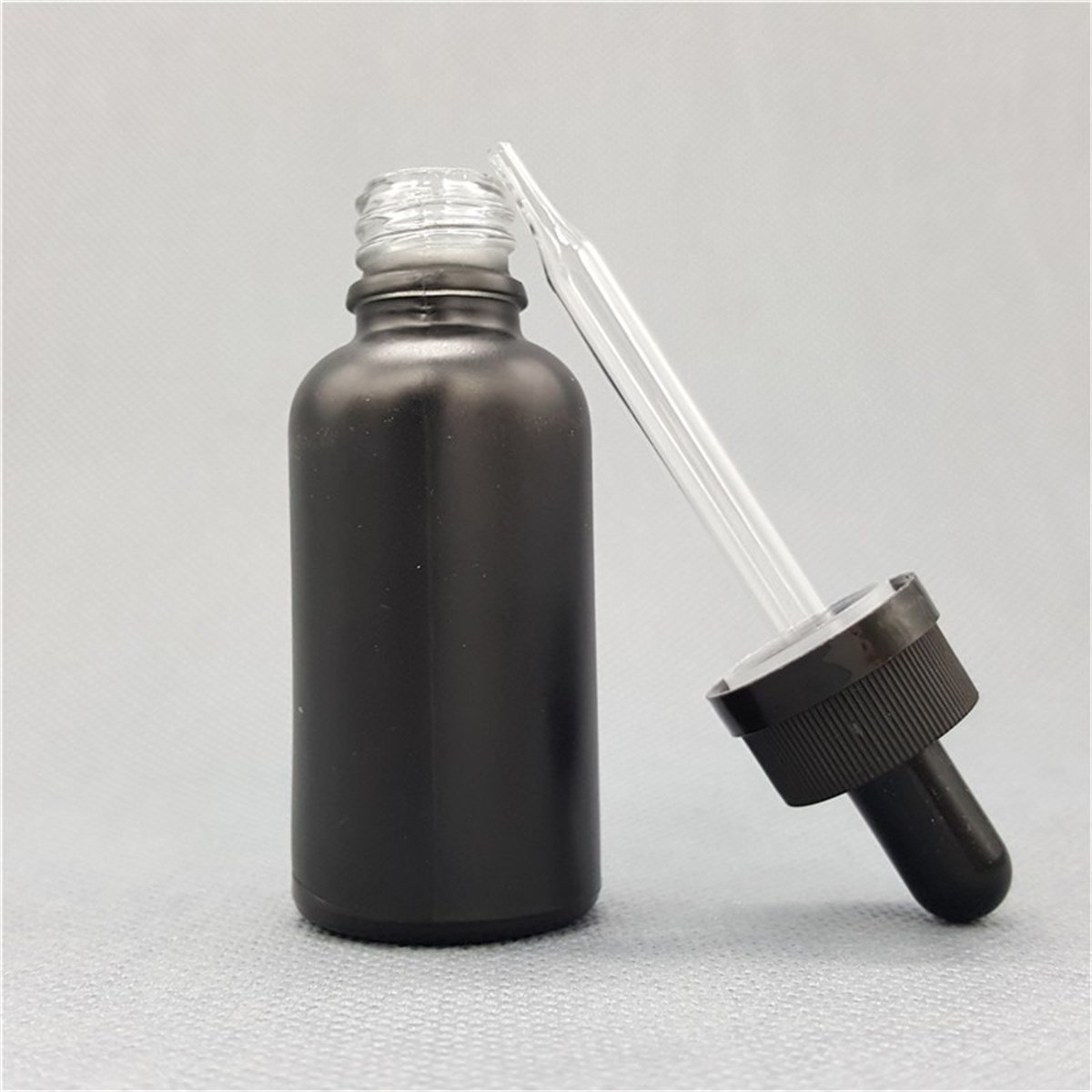 Cam - Damlalıklı - Çocuk Kilit Kapaklı Siyah Şişe