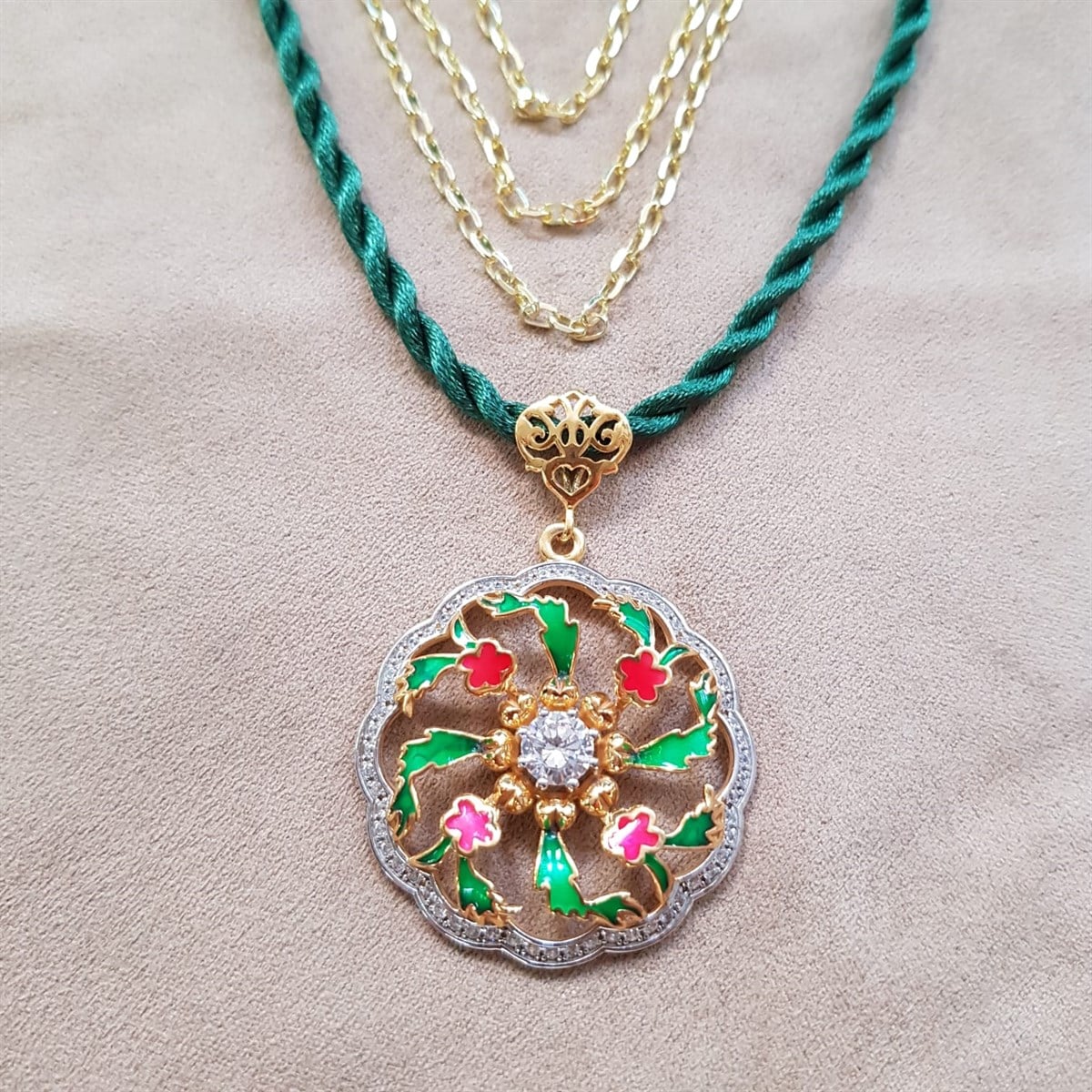 TEZHİP ÇİÇEK KOLYE