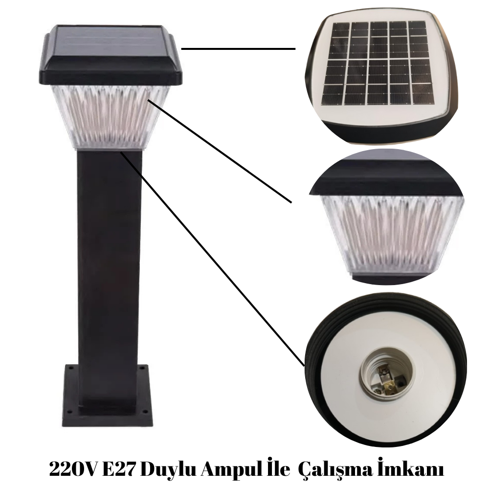100Watt Güneş Enerjili Solar Bahçe Armatürü ( 60cm Direkli )