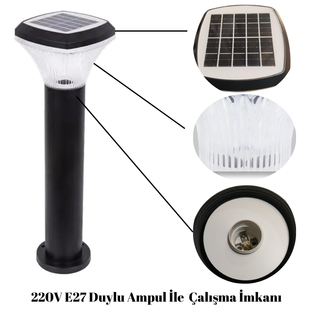 100Watt Güneş Enerjili Solar Bahçe Armatürü ( 60cm Direkli )