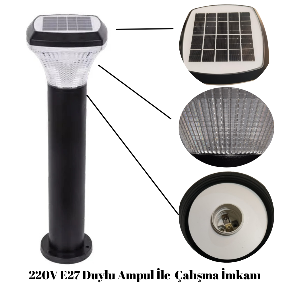 100Watt Güneş Enerjili Solar Bahçe Armatürü ( 60cm Direkli )