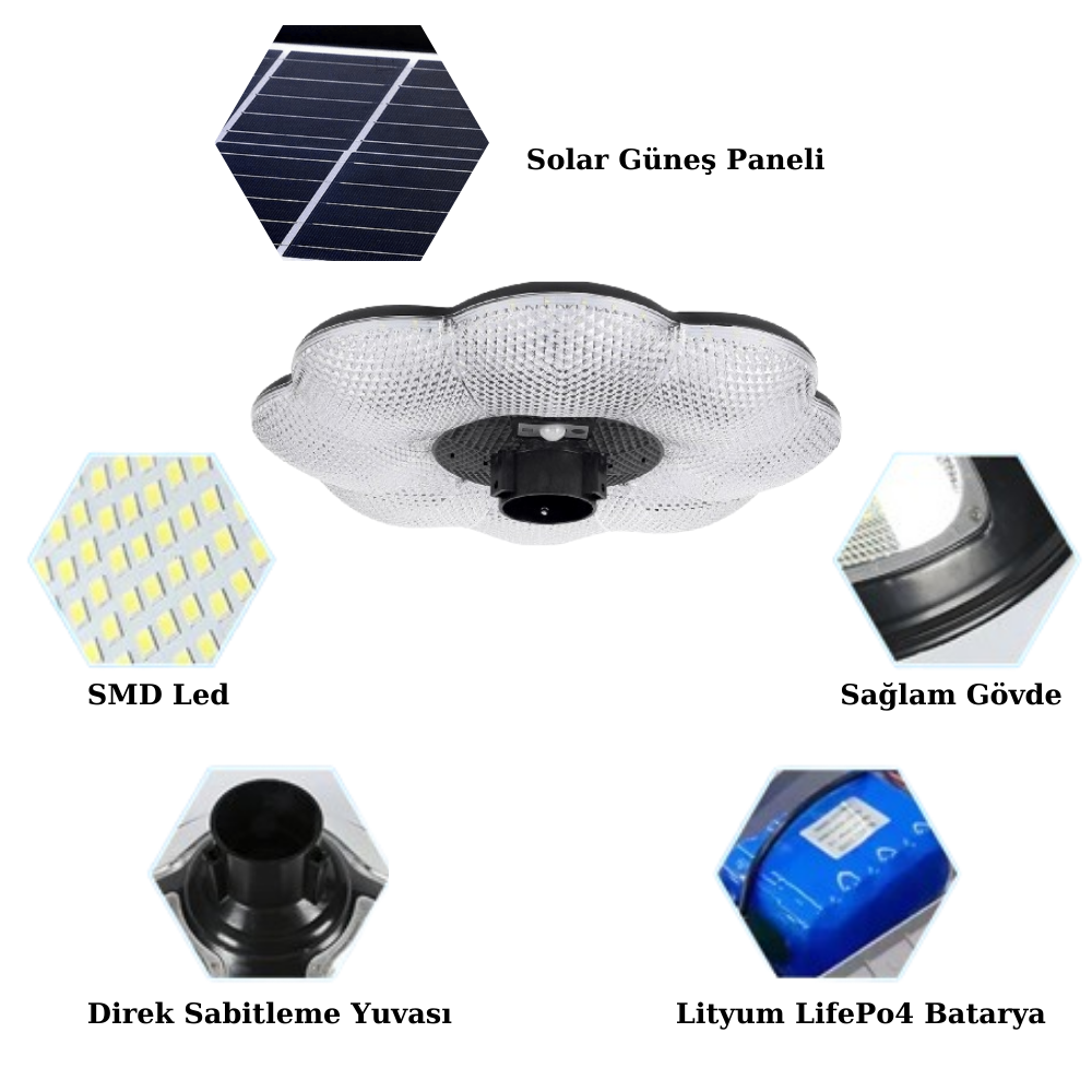 200Watt Güneş Enerjili Solar Çiçek Sokak Armatürü