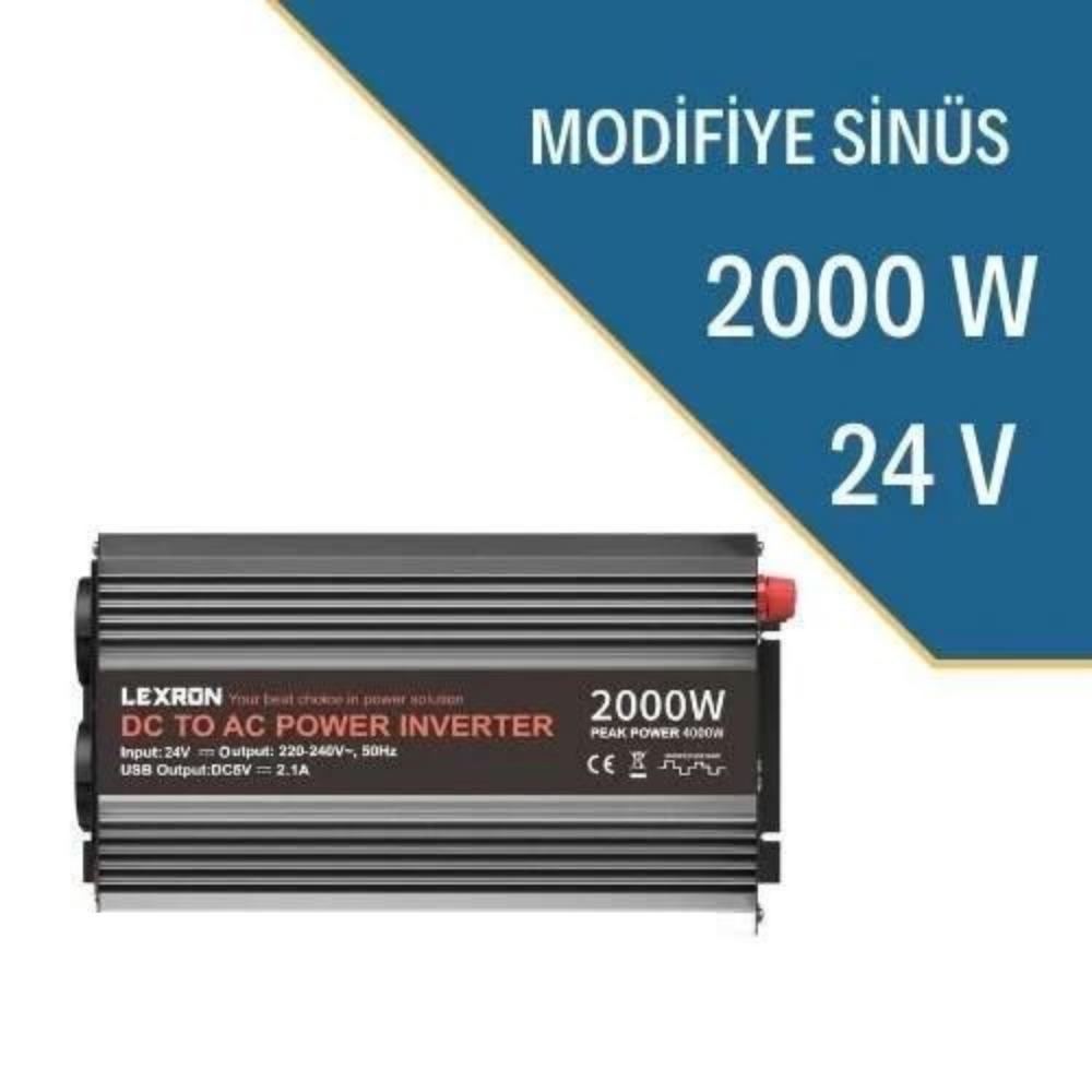 Lexron 24V Volt-2000W Watt Modifiye Sinüs İnverter (220V Çevirici)