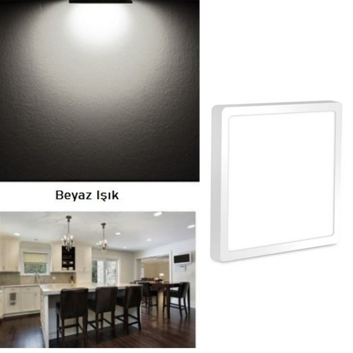 24Watt Sıva Üstü Kare Led Panel Armatür (Beyaz Işık)