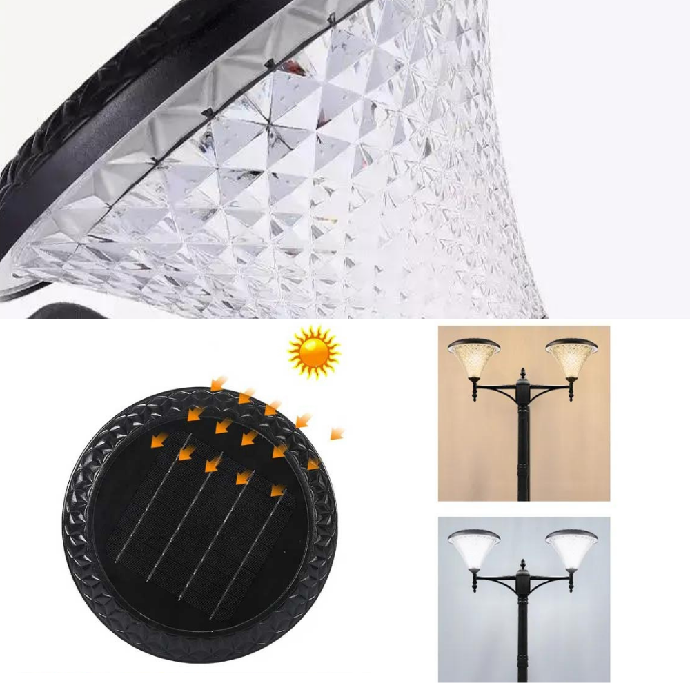 2X100Watt Güneş Enerjili Solar Bahçe Armatürü ( 300cm Direkli )