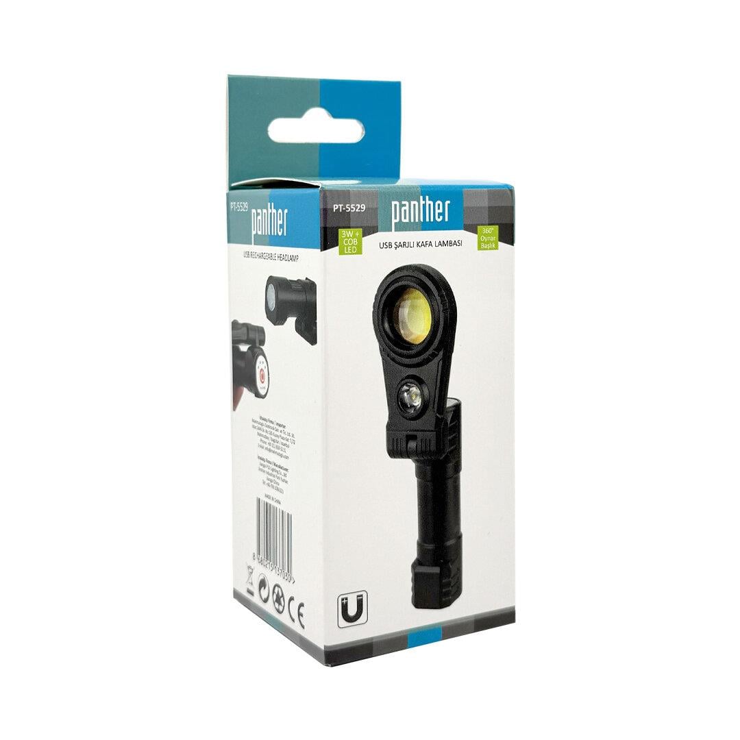 3 Watt + Cob Ledli USB Şarjlı Kafa Feneri
