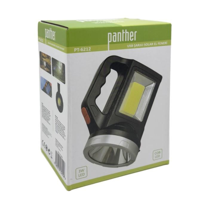 3 Watt Led + Cob Ledli USB + Solar Şarjlı El Feneri