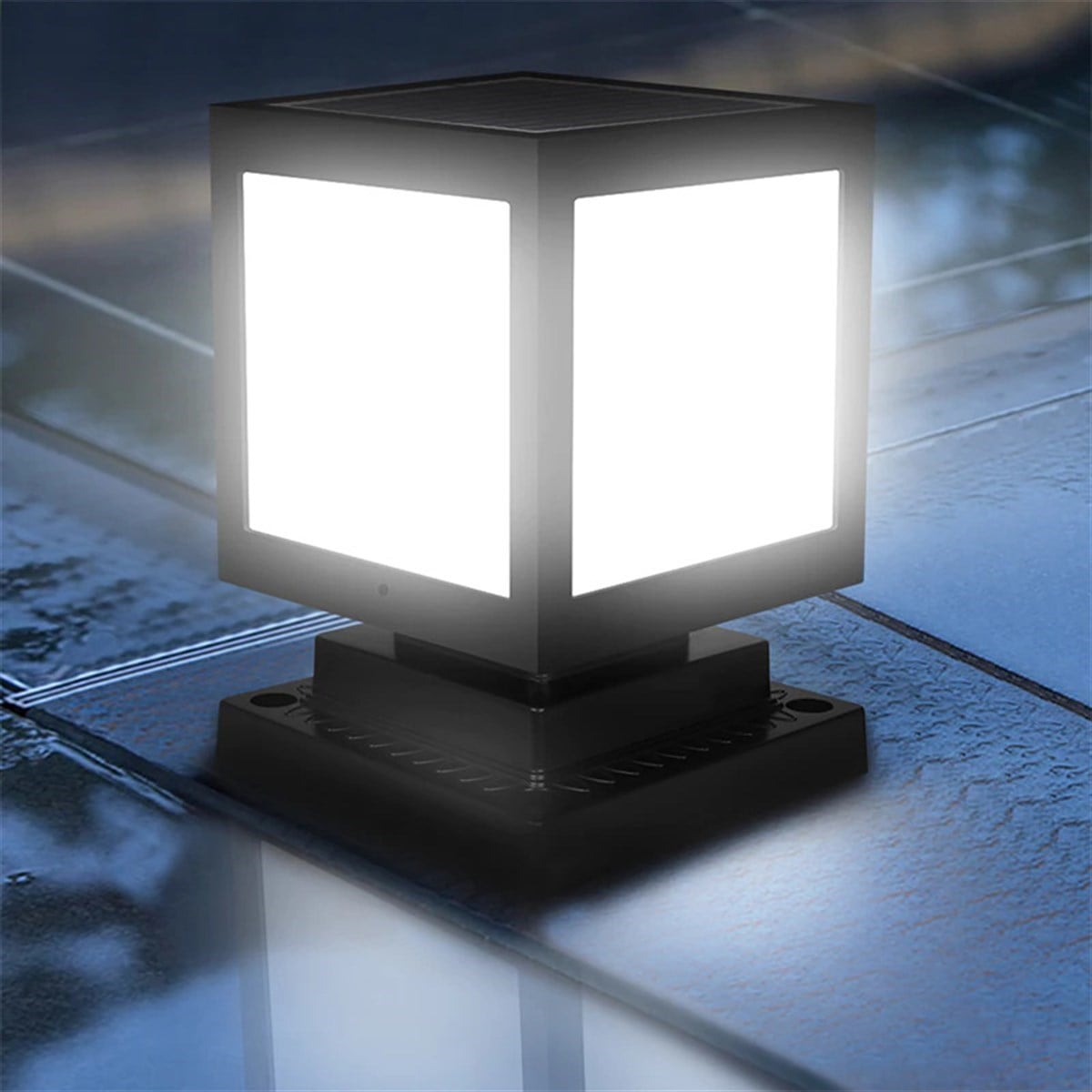 30 Watt Solar Set Duvar Üstü Ayaklı Dekoratif Küp Armatür (Beyaz Işık)