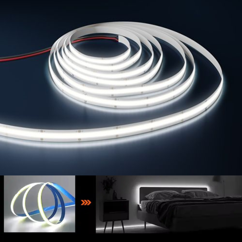 320 Ledli 12 Volt İç Mekan Cob Şerit Led (5 Metre Paket + Beyaz Işık)