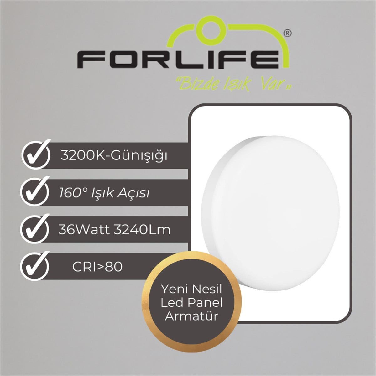 36Watt Yeni Nesil Sıva Üstü Led Panel Armatür (Günışığı)
