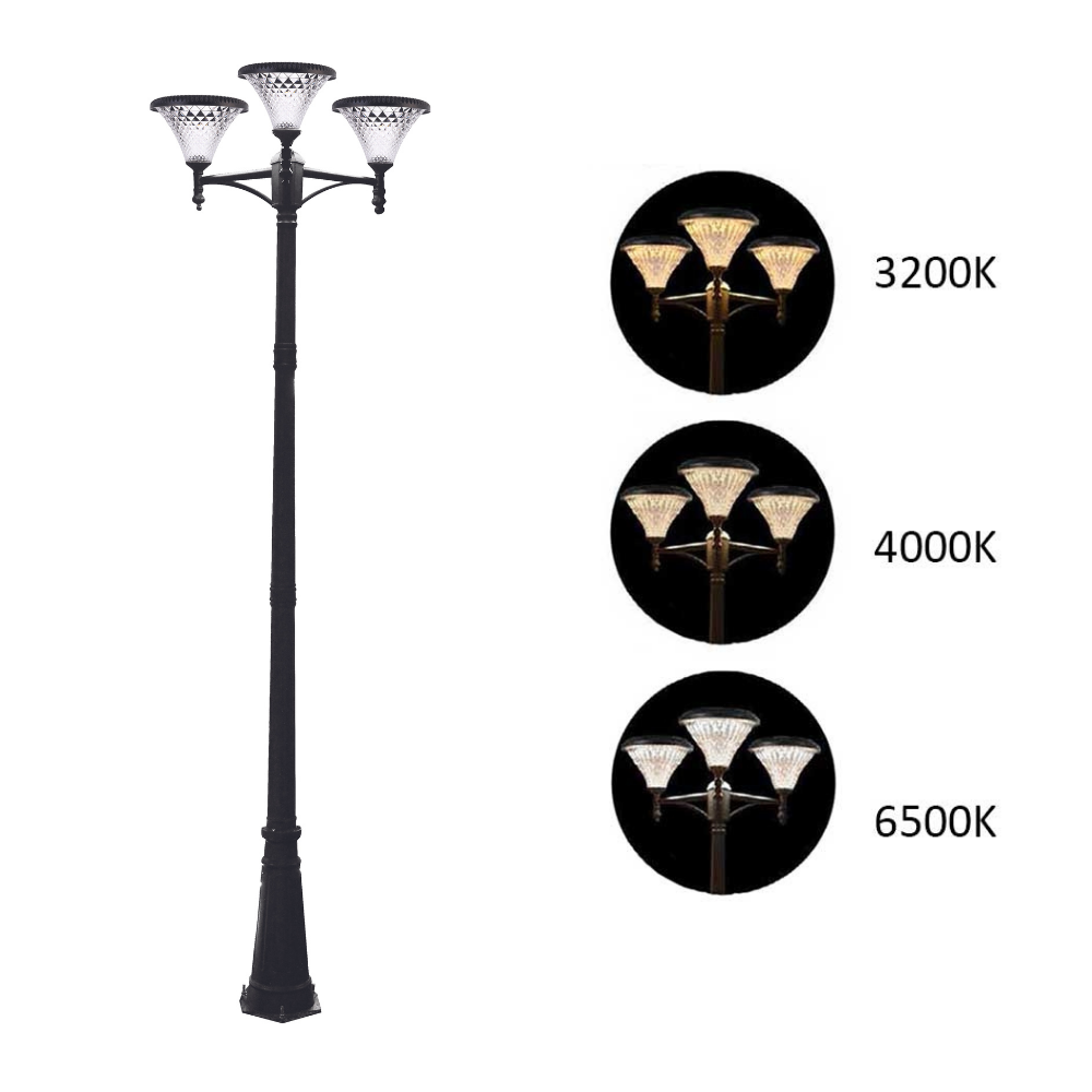 3X100Watt Güneş Enerjili Solar Bahçe Armatürü ( 300cm Direkli )