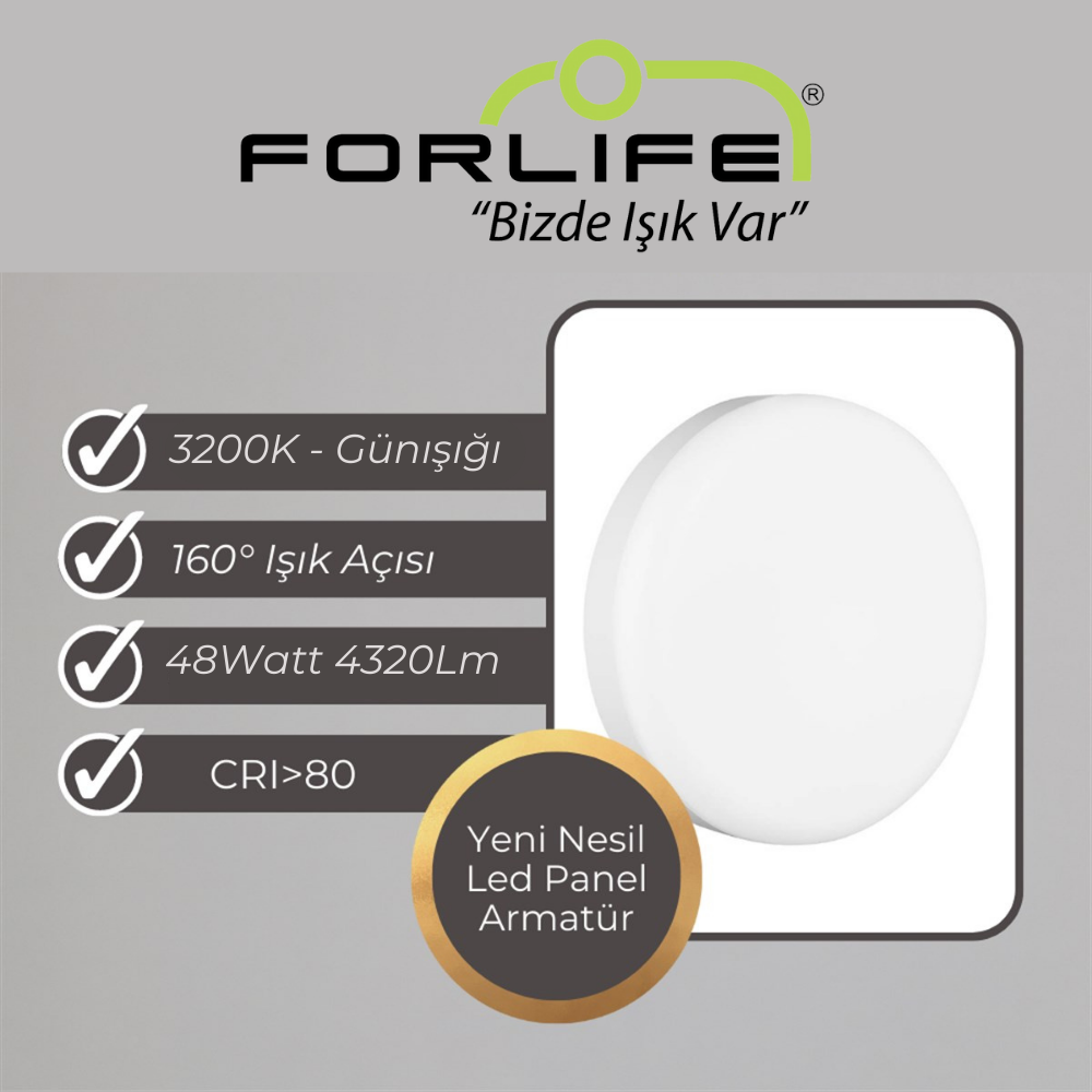 48Watt Yeni Nesil Sıva Üstü Led Panel Armatür (Günışığı)