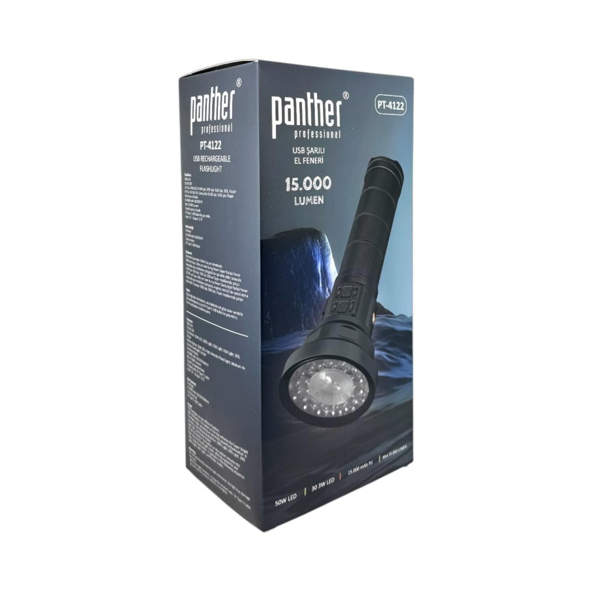 50 Watt + 30x3 Watt Ledli USB Şarjlı El Feneri