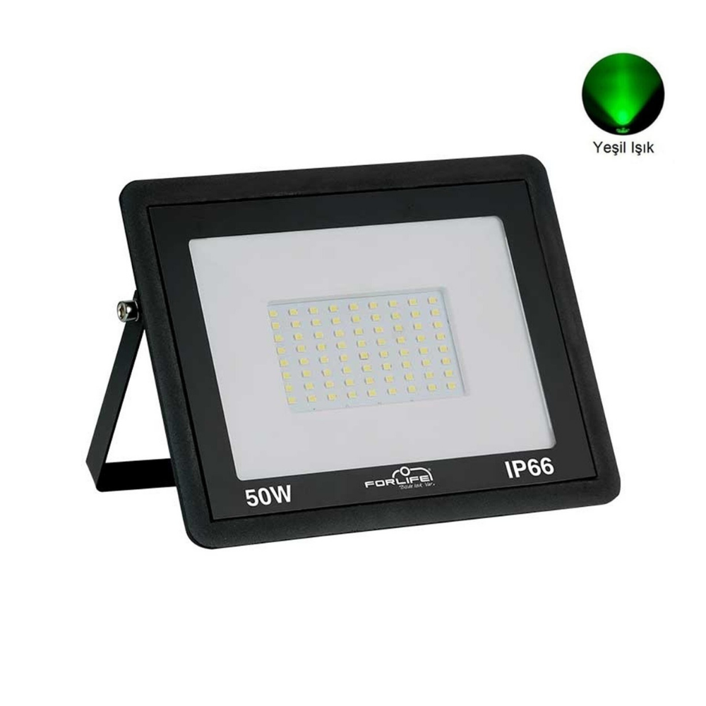 50 Watt Slim Kasa Led Projektör (Yeşil Işık)