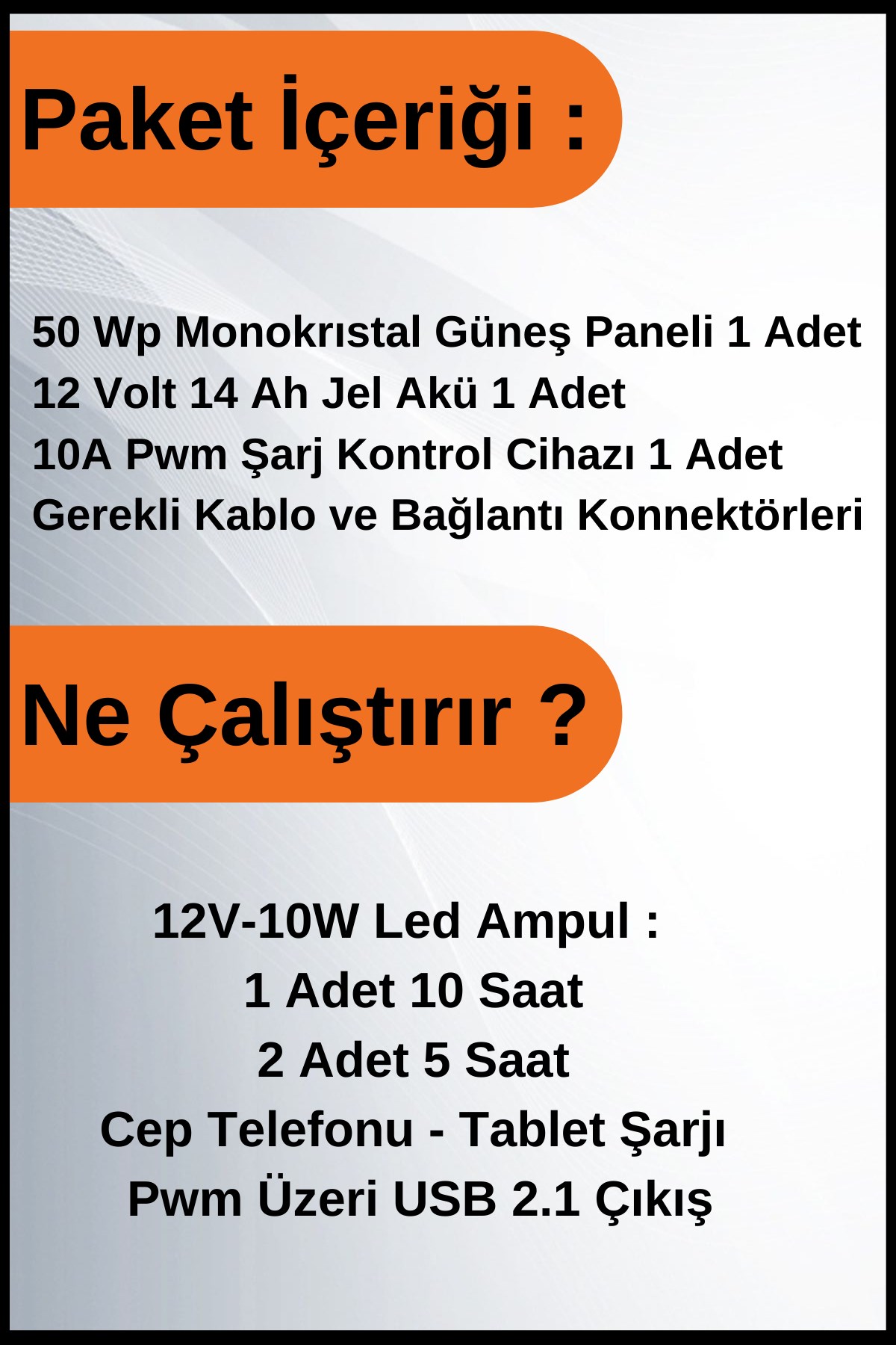Aydınlatma Venti Mono Solar Paket 12 Volt-400Wp
