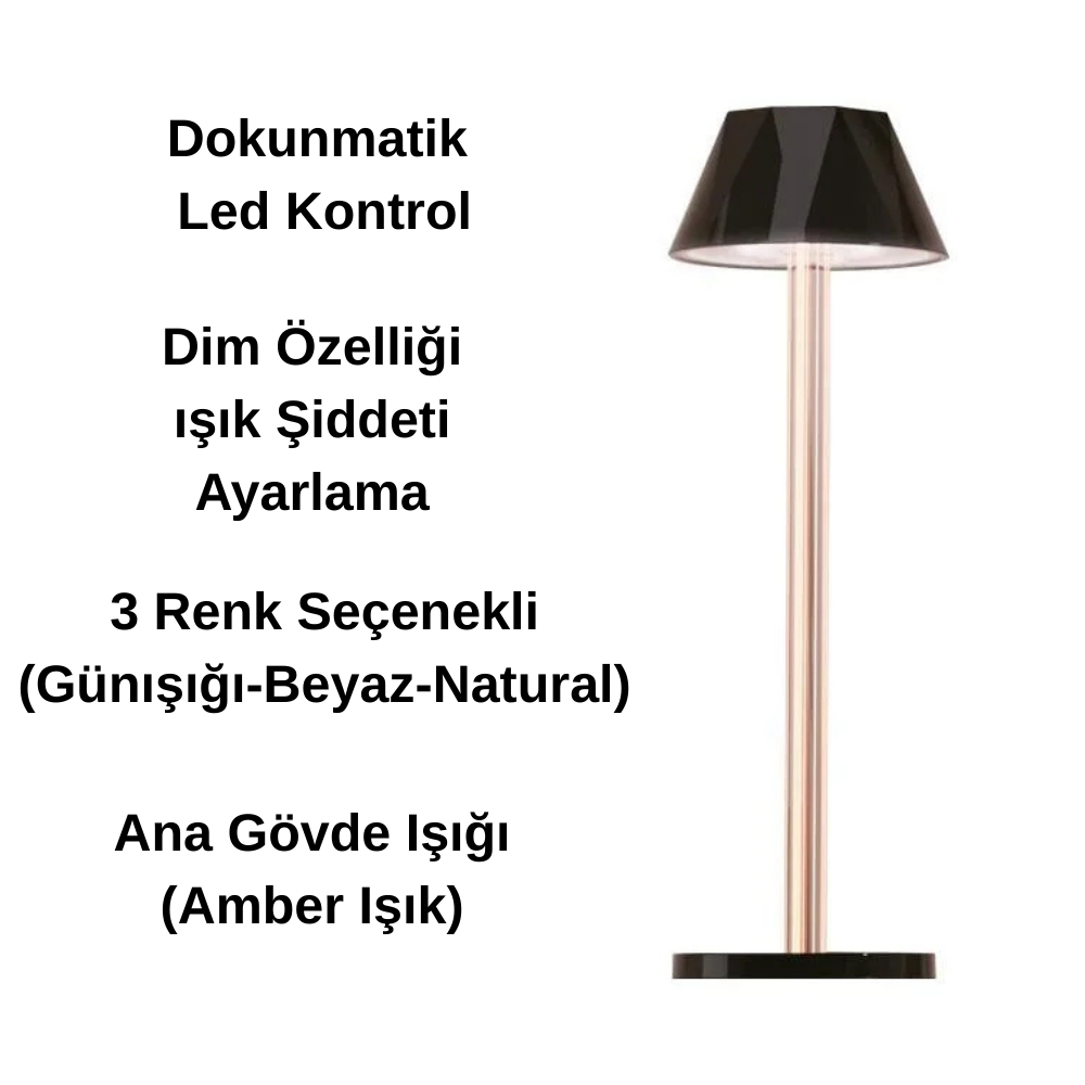 Dokunmatik Şarjlı Dekoratif Mellea Led Masa Lambası