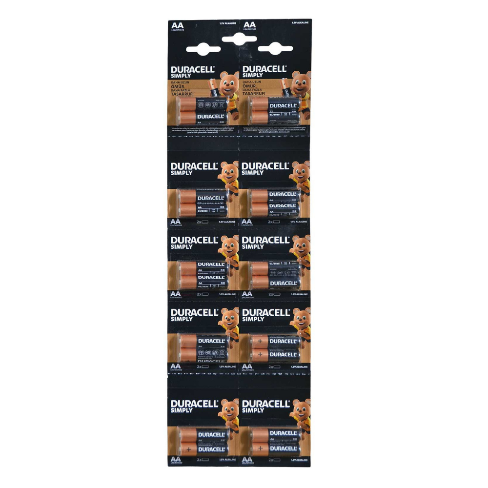Duracell Alkalin AA Kartela Kalın Pil 20'li