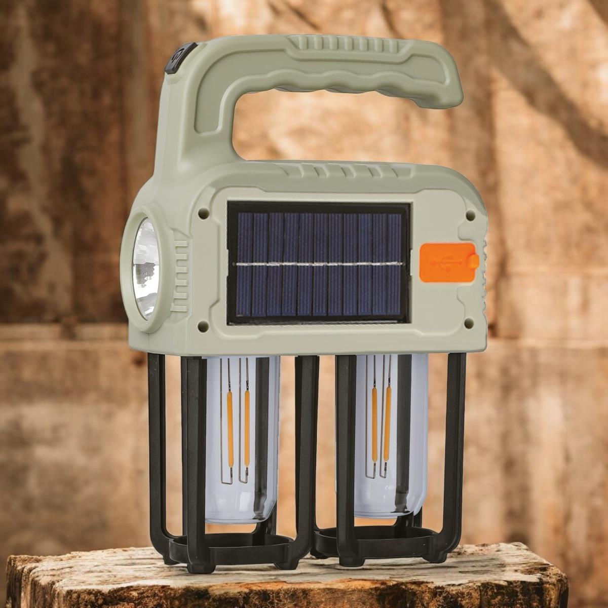 Filament Ledli USB + Solar Şarjlı El ve Kamp Feneri