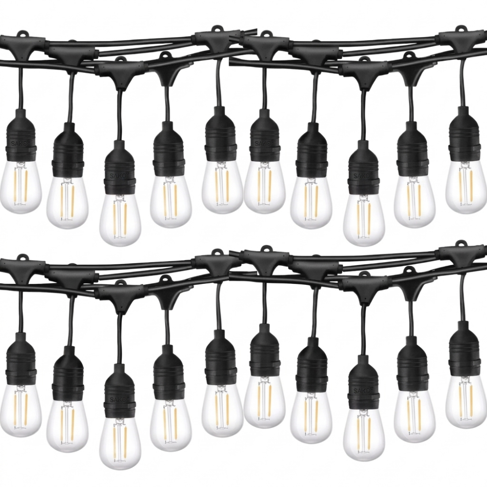220Volt 20 Adet E27 Duylu 20 Metre Kablolu Set (20 Adet S14 Led Ampul Hediyeli)