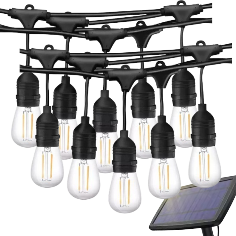Güneş Enerjili Solar 10 Adet S14 Led Ampullü 10 Metre Led Işık Seti 