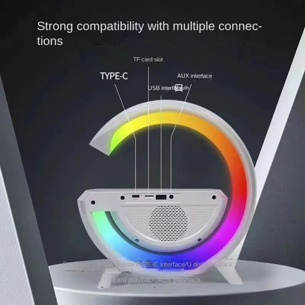 Kablosuz Şarj Özellikli Bluetoothlu Çok Fonksiyonlu Masa Lambası