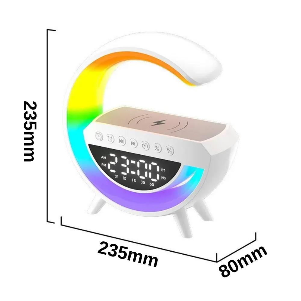 Kablosuz Şarj Özellikli Bluetoothlu Çok Fonksiyonlu Masa Lambası