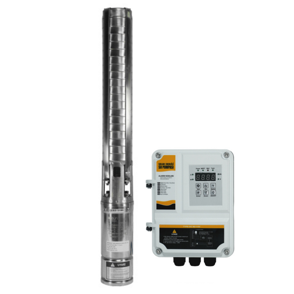 2HP / 1500Watt / 17 Paslanmaz Kademeli (SS İmpeller) / 110 Volt DC Solar Dalgıç Pompa