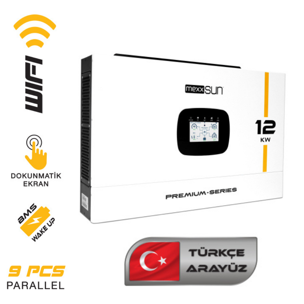 Mexxsun Premium 12KW 48V 250A MPPT Akıllı İnverter (Türkçe Arayüz Destekli)