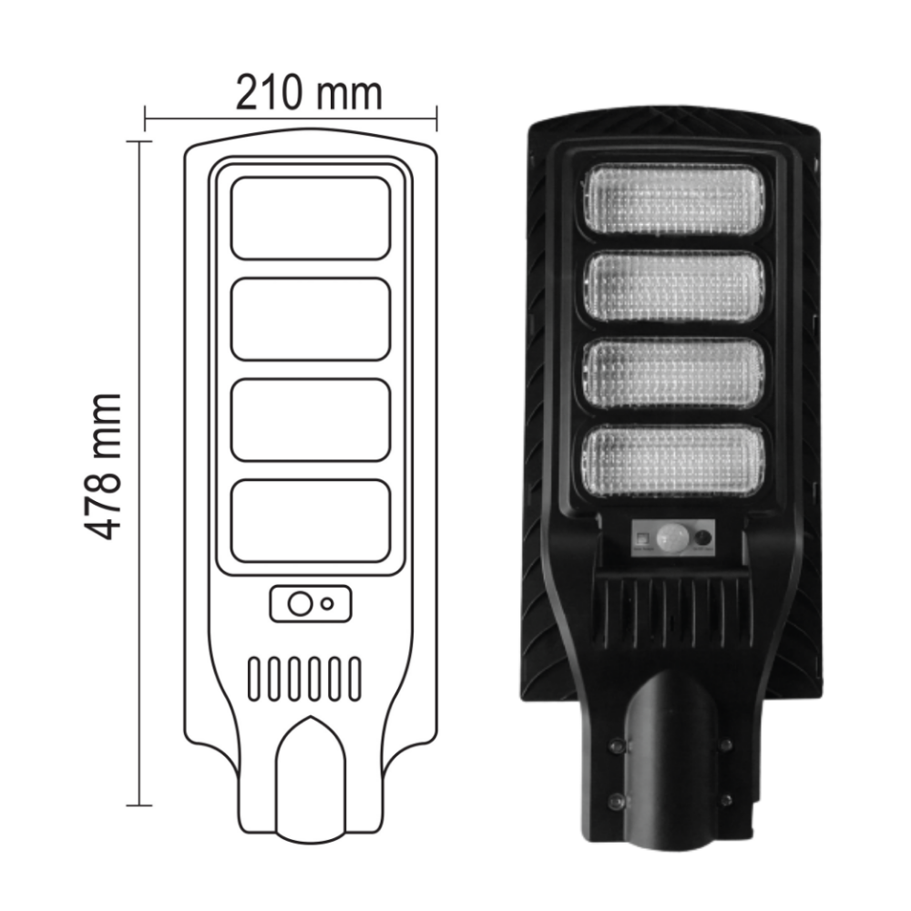 ND-400W-SA Solar Güneş Enerjili Sokak Yol Ve Bahçe Aydınlatma Armatürü