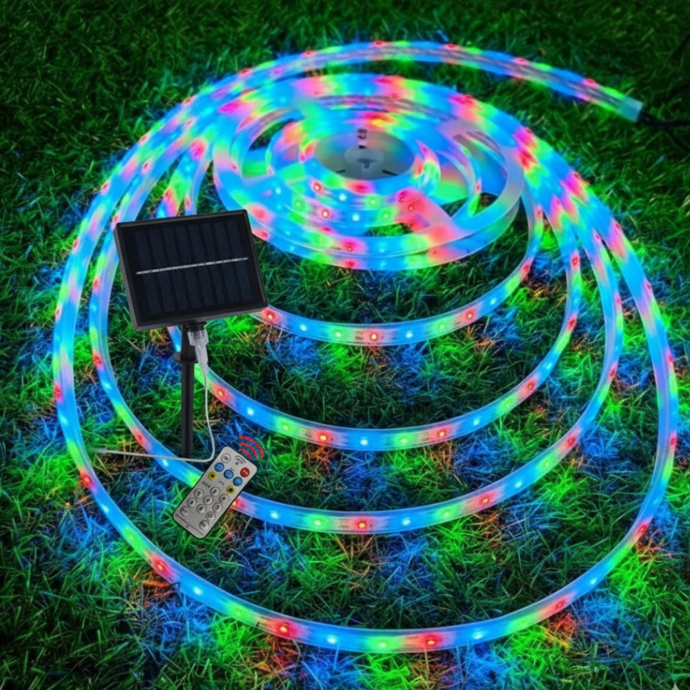 50 Watt Güneş Panelli Solar 10 Metre Hortum Şerit Led  (RGB)