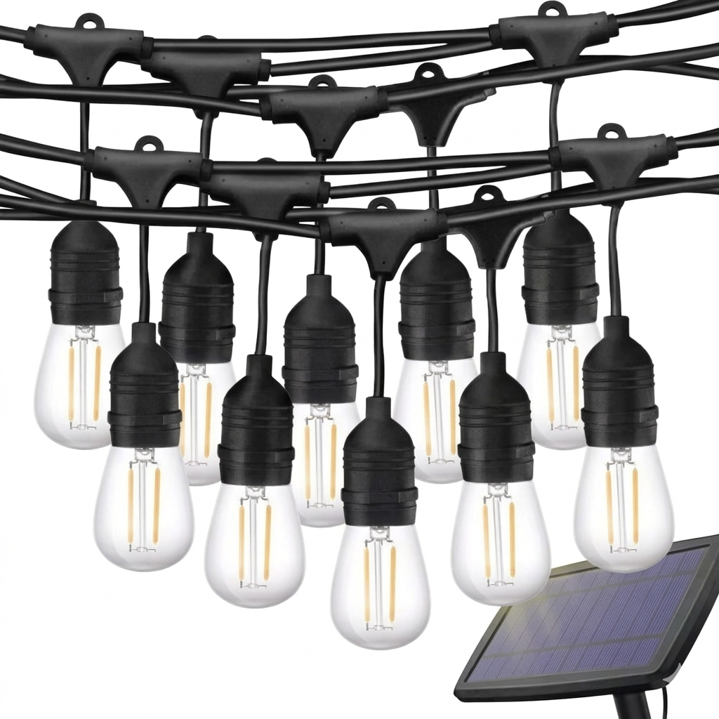 Güneş Enerjili Solar 10 Adet S14 Led Ampullü 10 Metre Led Işık Seti 