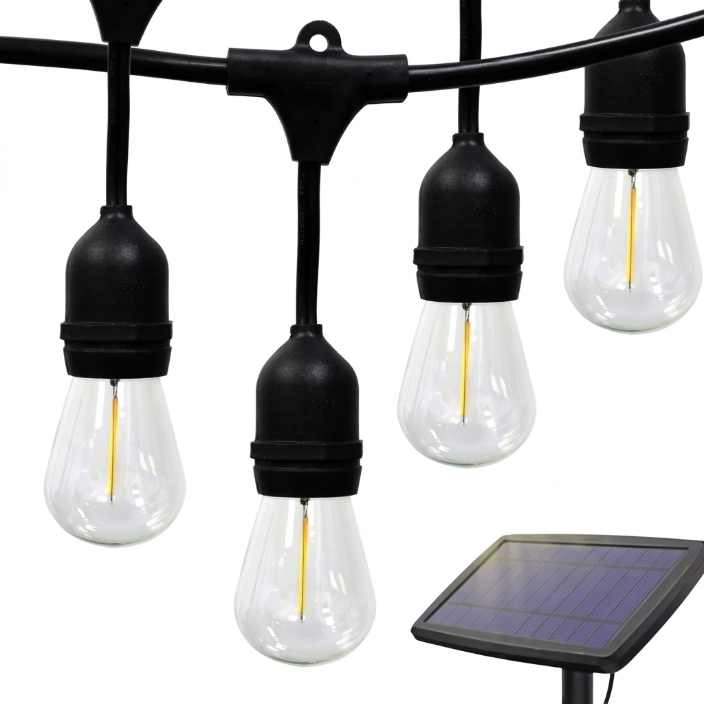 Güneş Enerjili Solar 10 Adet S14 Led Ampullü 10 Metre Led Işık Seti 
