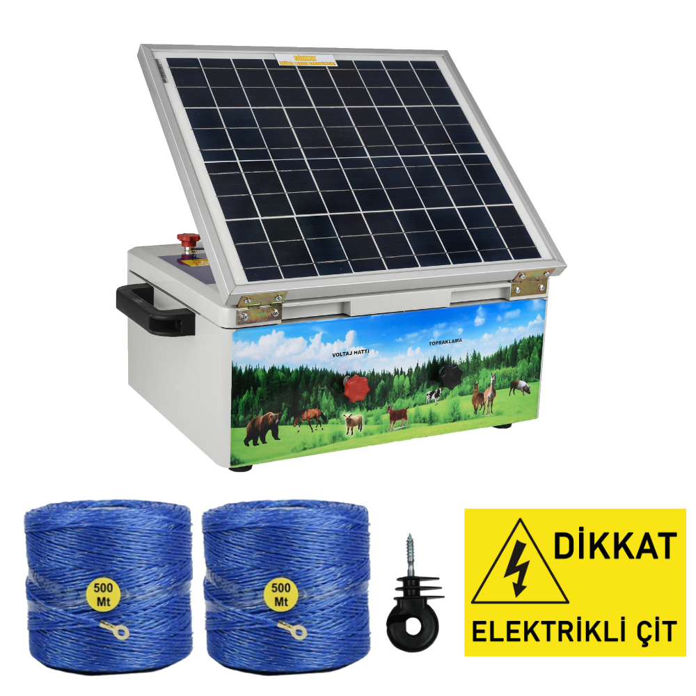 Solar Panelli Domuz-Ayı için Tarla Koruyucu Elektrikli Çit Seti