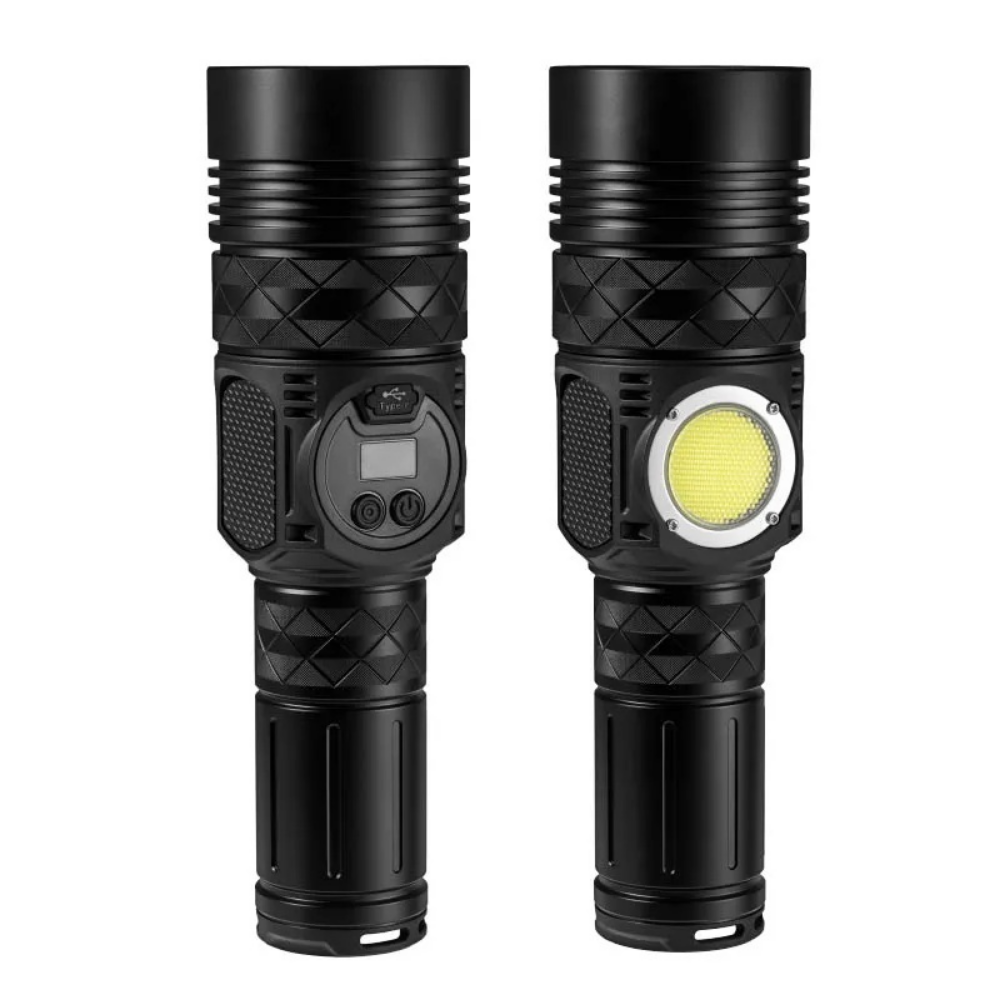 10.000 Lümen 60 Watt Lazer + Cob Ledli Usb Şarjlı El Feneri