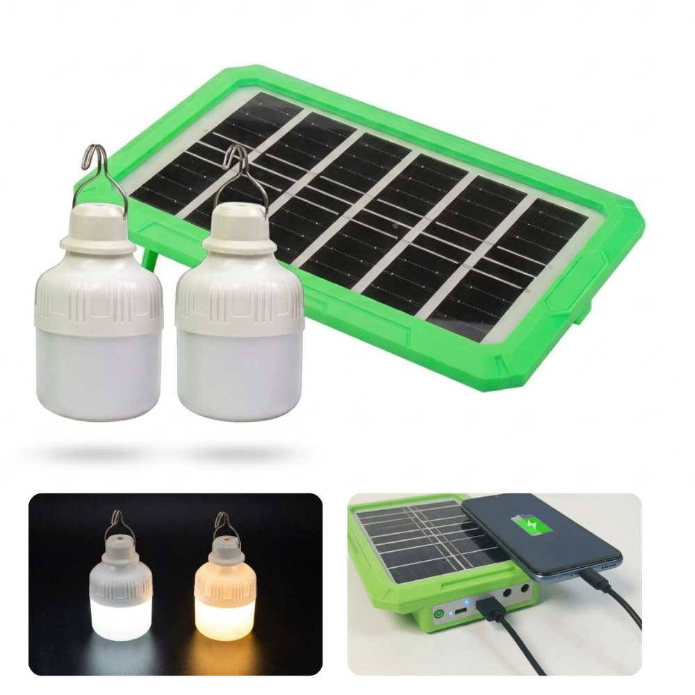 Solar Güneş Enerjili Şarjlı Kamp Seti ( 2 Ampullü )
